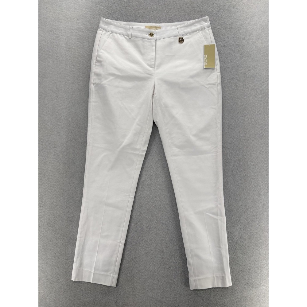 Michael Michael Kors Chino Pants Womens 6 White Ankle Slim Tapered Twill Stretch
